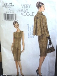 8146 EZ VOGUE RETRO SHEATH DRESS, RAGLAN BUTTON JACKET PATTERN 6-12, 14-20